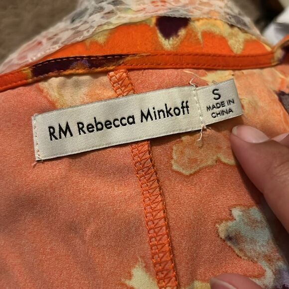 NWOT Rebecca Minkoff Women's Sleeveless Floral Lace Trim Tank Top Orange small - Picture 16 of 16
